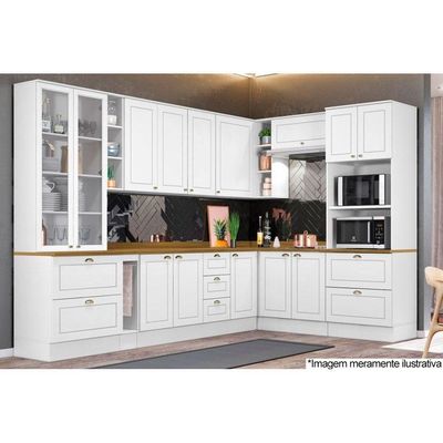 Armário Aéreo P/ Cozinha Canto Reto Americana C/ 1 Porta 83cm Branco - Henn