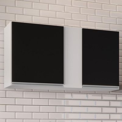 Armário Aéreo De Cozinha 100cm 2 Portas Indiana Branco/preto - Lumil Móveis