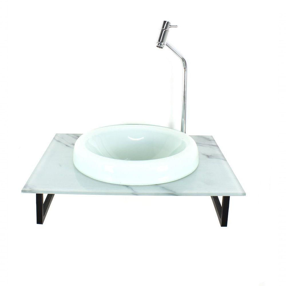 Gabinete Banheiro 50cm Com Bancada Marmore Branco