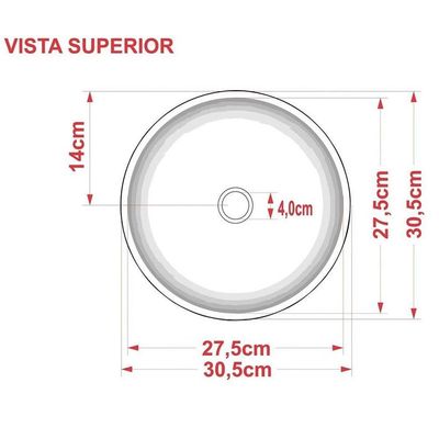 Cuba Pia De Apoio Para Banheiro Redonda Bowl 30 C08 Cinza