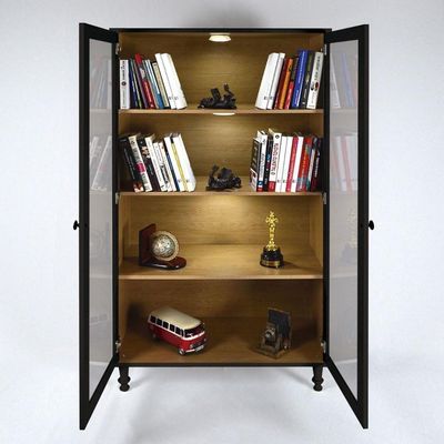 Cristaleira Estante Para Livros Ditália C/kit LuzE-957 Preto