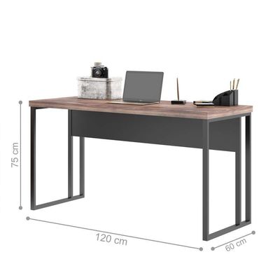 Mesa 1,20 Com Estante Brasil Noce Preto