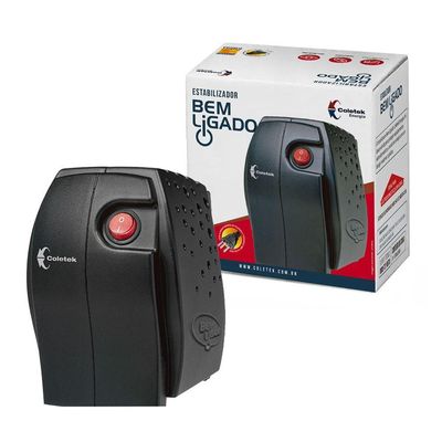 Estabilizador 300va Coletek, Entrada Bivolt Manual, Saída 115v, 4 Tomadas, Preto Es-300va