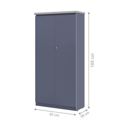Mesa De Escritorio Com Armário 2 Portas Pampulha Azul