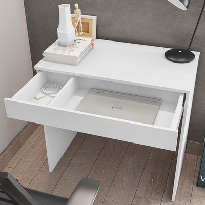 Mesa Escrivaninha Para Notebook 80cm Com 01 Gaveta Branco