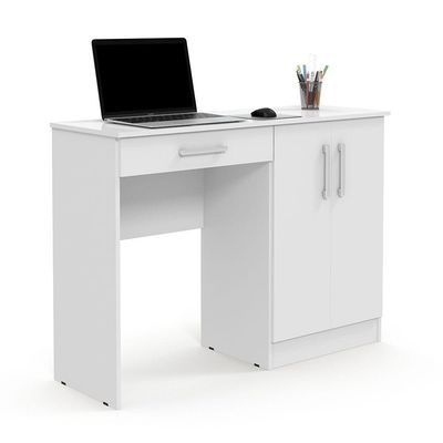 Mesa Computador Com Portas E Gavetas Space Branco