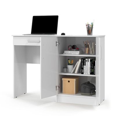 Mesa Computador Com Portas E Gavetas Space Branco