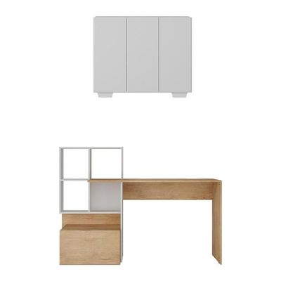 Conjunto Escritório Escrivaninha E Balcão 3 Portas Multimóveis Mp7007 Rustic/branco Rustic/branco