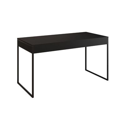 Mesa De Escritório Industrial Malta Preta 137X53Cm Base Ferro Preto Com 1 Cadeira Preta Cor: Preto