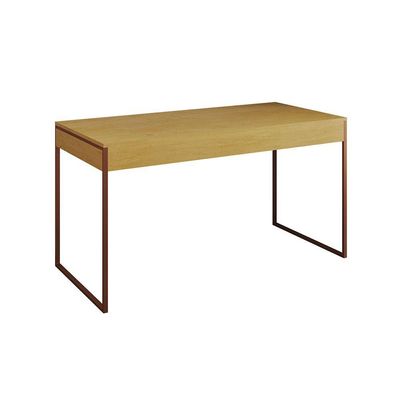 Escrivaninha Industrial Office Estudo Malta Canela 137X53Cm Com 1 Poltrona Preta Base C Cor: Canela