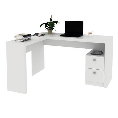 Mesa Escritório De Canto Com 2 Gavetas Multimóveis Vcr25032