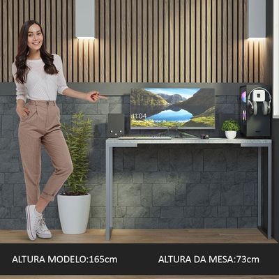 Mesa De Escritório Industrial Cinza 120cm Mood Madesa Mood