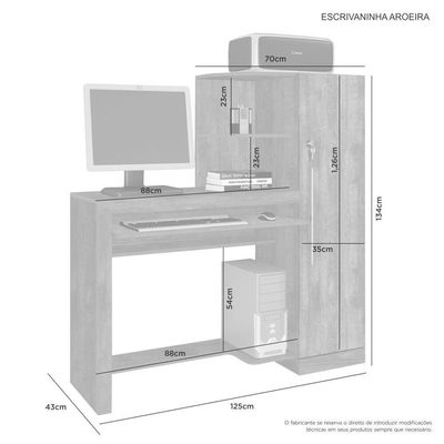 Escrivaninha Com Armário 1 Porta Com Chave Aroeira Jcm Movelaria