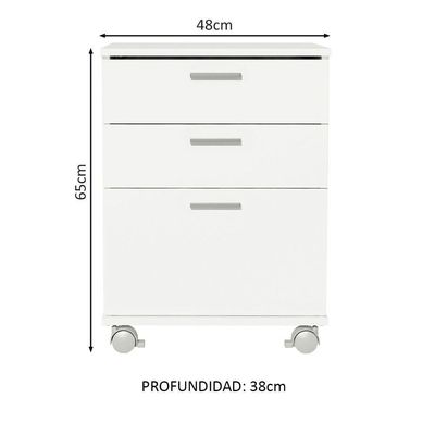 Kit Escritório Home Office + Mesa + Gaveteiro Madesa