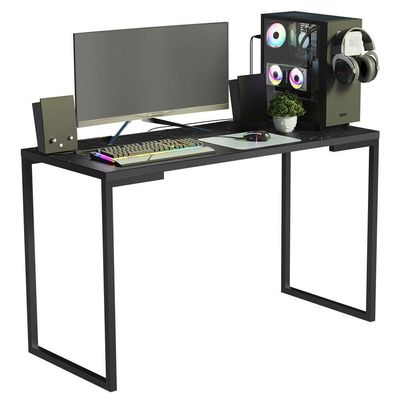 Kit Escritório Home Office + Mesa + Estante Escada Preto