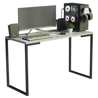 Kit Escritório Home Office + Mesa + Estante Escada/cinza