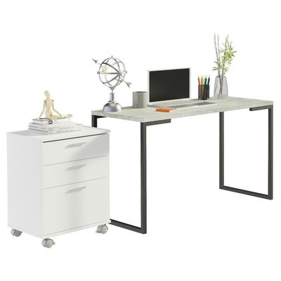 Kit Escritório Home Office + Mesa + Gaveteiro Madesa