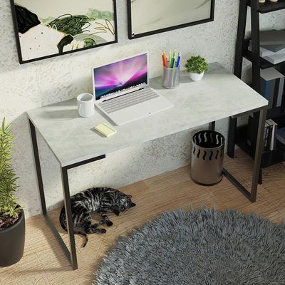 Kit Escritório Home Office + Mesa + Estante Escada/cinza
