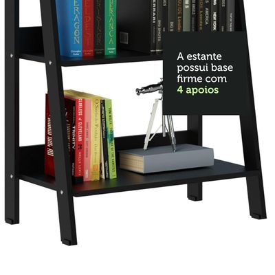 Kit Escritório Home Office + Mesa + Estante Escada Preto