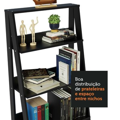 Kit Escritório+Mesa+Estante Escada Madesa Rustic/preto