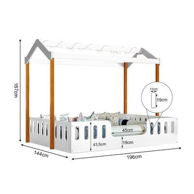 Cama Infantil Criança Casal Branco/amêndoa Branco