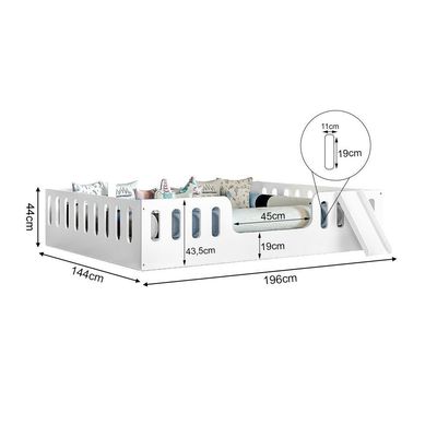 Cama Infantil Casal Branca Com Escorregador Branco