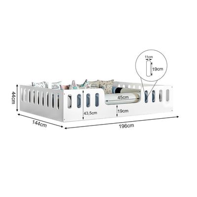 Cama Casal Montessoriana Helo Branco Luminária Led - Branco