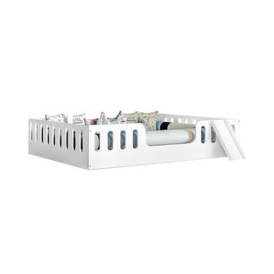 Cama Infantil Casal Branca Com Escorregador Branco