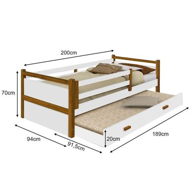 Cama Infantil C/ Cama Auxiliar Branco/amêndoa Branco