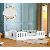 Cama Casal Montessoriana Helo Branco Luminária Led - Branco