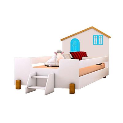 Cama Montessoriana Infantil Azul Branco E Mel Branco