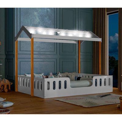 Cama Infantil Montessoriana Casal Branco/amêndoa Branco