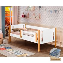 Cama Infantil C/ Colchão Mirela Branco/mel Branco