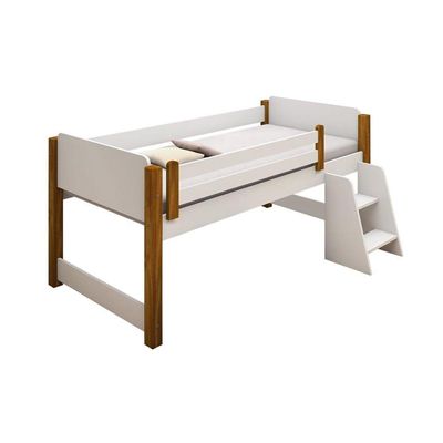 Cama Naty Design Infantil Com Nichos Branco/amêndoa Branco
