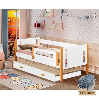 Cama Infantil Com Cama Auxiliar E Acompanha Colchoes Branco