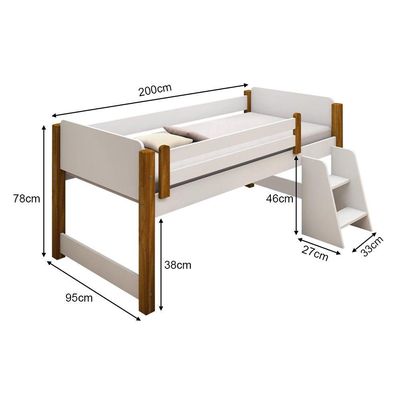 Cama Naty Design Infantil Com Nichos Branco/amêndoa Branco