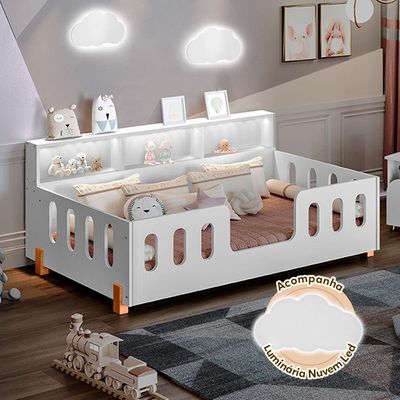 Cama Infantil Montessoriana Nina Com Nicho Branca Branco