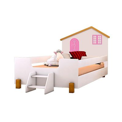 Cama Infantil Solteiro Belissima Rosa Branca E Mel Branco