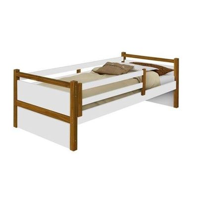 Cama Infantil Bianca Branco/mel Com Pés Em Madeira