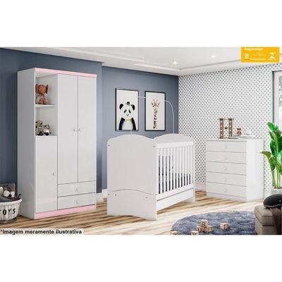 Cômoda Bebê Bala De Menta 5 Gavetas Branco - Henn
