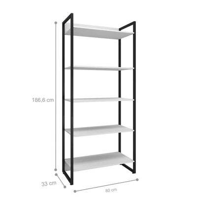 Conjunto Mesa Minimalista E Estante ártemis Branco Preto