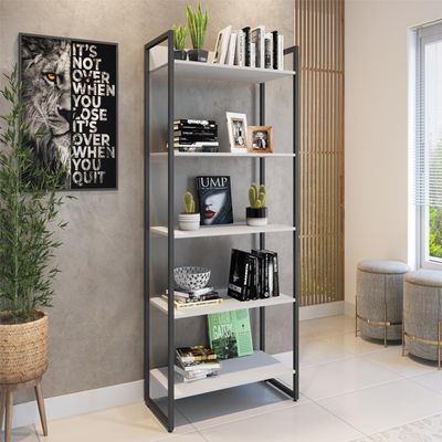 Conjunto Mesa Minimalista E Estante ártemis Branco Preto