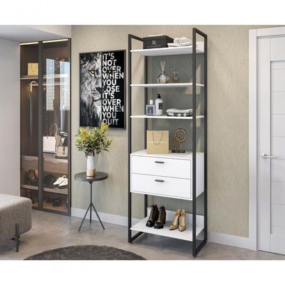 Roupeiro Cloe Com Gavetas Branco Preto