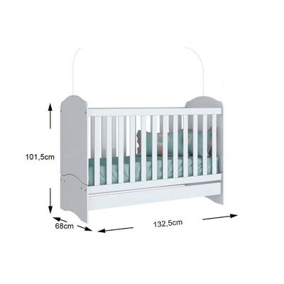 Berço / Mini Cama Infantil Bala De Menta 3 Em 1 (2 Un) Rústico/branco - Henn