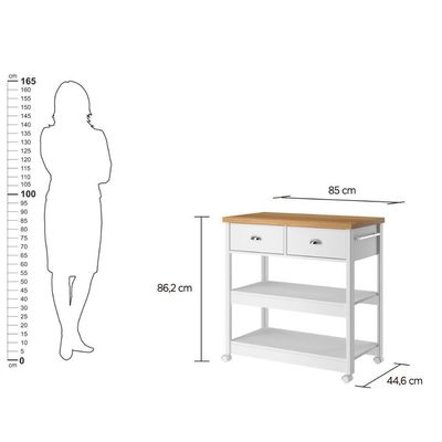 Carrinho Auxiliar Estetica Ditália 2 Gavetas Ba-135 Branco