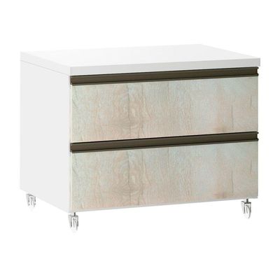 Mesa De Cabeceira 2 Gavetas 60,5cm Branco C/Legno Crema
