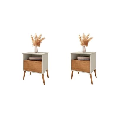 Kit Mesa De Cabeceira Salles Off White Naturalle