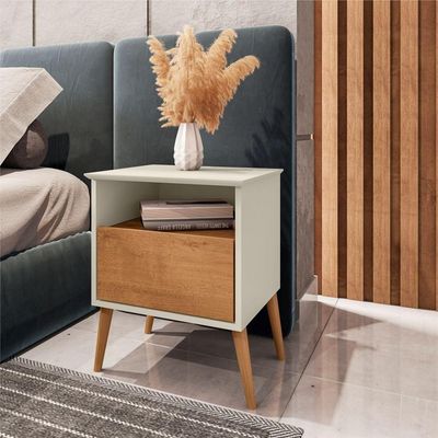 Conjunto De Mesa De Cabeceira Moreira Off White Naturalle