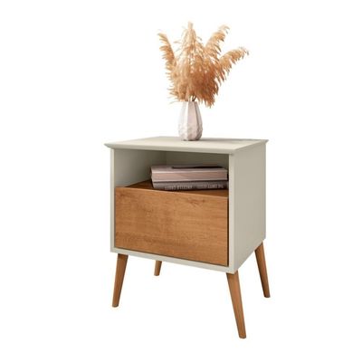 Conjunto De Mesa De Cabeceira Moreira Off White Naturalle