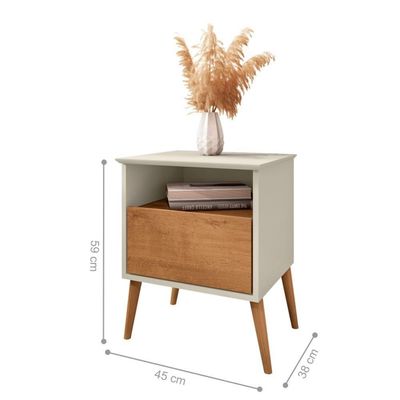 Conjunto De Mesa De Cabeceira Moreira Off White Naturalle